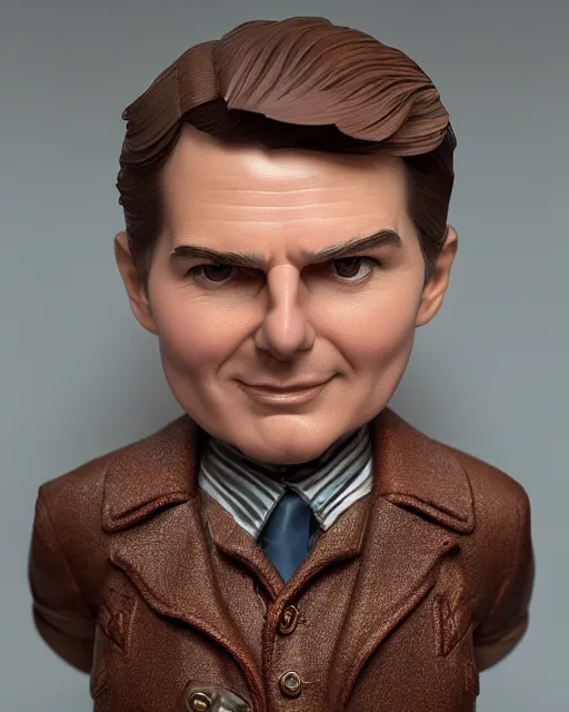 Prompt: highly detailed closeup, face profile portrait of a low poly tin toy tom cruise, depth of field, nicoletta ceccoli, mark ryden, lostfish, max fleischer, breathtaking, detailed and intricate environment, 8 k resolution, hyperrealistic, octane render