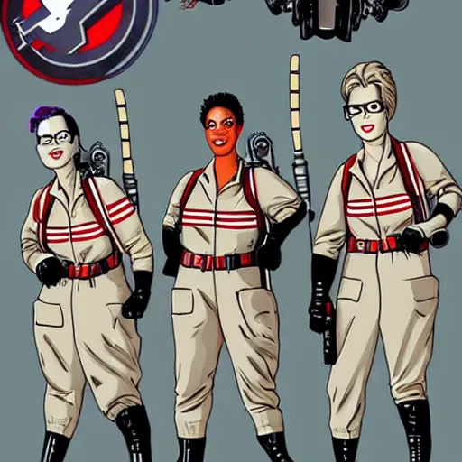 Prompt: ghostbusters as ultra detailed cyborgs