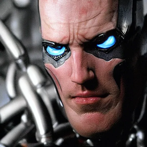 Image similar to movie still of man super villain cyborg, cinematic composition, cinematic light, by wes craven