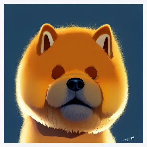 Image similar to goro fujita ilustration a dog of the chow chow breed drinks, clean, fluffy with a lot of hair, happy by goro fujita, painting by goro fujita, sharp focus, highly detailed, artstation