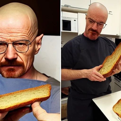 Image similar to walter white bakes bread, bakes bread