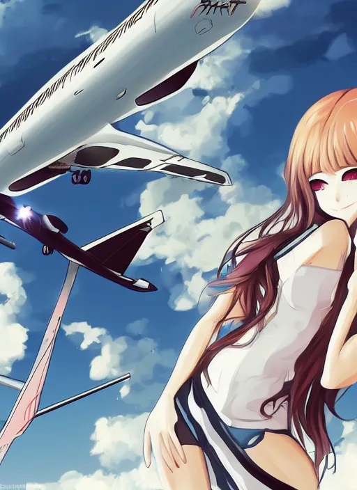 Image similar to anime uwu plane girl, anthro concorde plane as an anime character, japanese anime art style, high detail, well designed