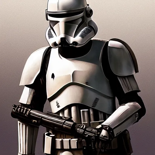 Image similar to an imperial stormtrooper walking, full body photography, extremely long shot, long shot, full-length, head-to-toe, concept art by Doug Chiang cinematic, realistic painting, high definition, concept art, the Mandalorian concept art style