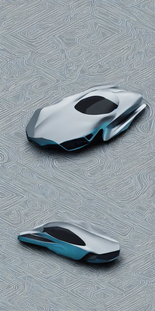 Image similar to A seamless pattern of a futuristic sci-fi concept car by zaha hadid ash thorp khyzyl saleem, futuristic car, Daniel Simon design in the blade runner 2049 film, large patterns, keyshot product render, plastic ceramic material, shiny gloss water reflections, High Contrast, metallic polished surfaces, seamless pattern, white , grey, black and aqua colors, Octane render in Maya and houdini, vray, ultra high detail ultra realism, unreal engine, 4k in plastic dark tilt shift