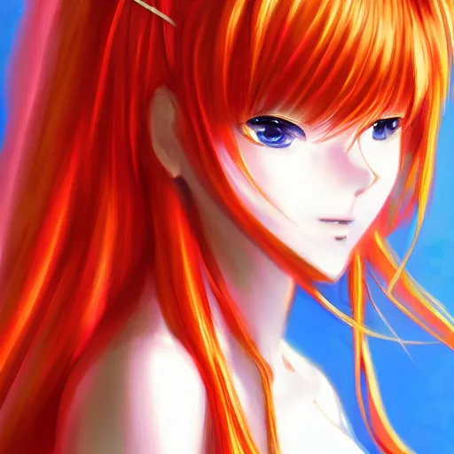 Image similar to portrait of asuka langley soryuu, anime fantasy illustration by tomoyuki yamasaki, kyoto studio, madhouse, ufotable, trending on artstation