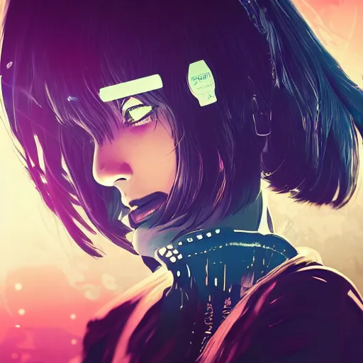 Image similar to Frequency indie album cover, luxury advertisement, indigo filter, blue and black colors. highly detailed post-cyberpunk sci-fi close-up schoolgirl in asian city in style of cytus and deemo, mysterious vibes, by Ilya Kuvshinov, by Greg Tocchini, nier:automata, set in half-life 2, beautiful with eerie vibes, very inspirational, very stylish, with gradients, surrealistic, dystopia, postapocalyptic vibes, depth of field, mist, rich cinematic atmosphere, perfect digital art, mystical journey in strange world, beautiful dramatic dark moody tones and studio lighting, shadows, bastion game, arthouse