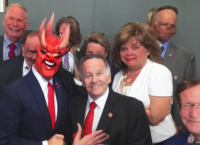 Image similar to a politician photo op with the devil