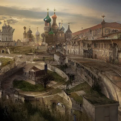 Image similar to photo fantastic ancient Russian city of Kitezh, concept art, photo of Breeze Kaze,