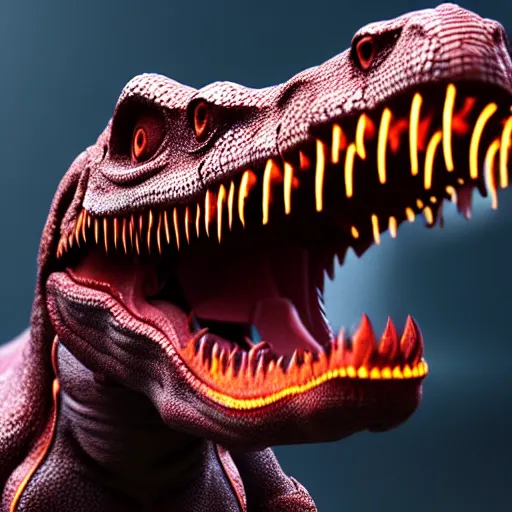Prompt: fire breathing t-rex, highly detailed, 4k, HDR, award-winning, artstation, octane render