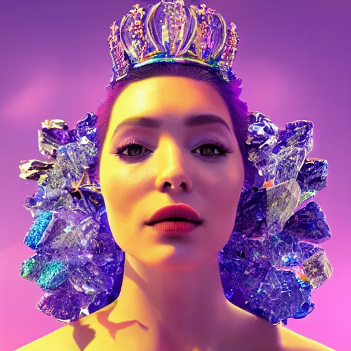 Image similar to queen of crystals, 4 k, intricate, jaw dropping, gorgeous, surreal, octane render