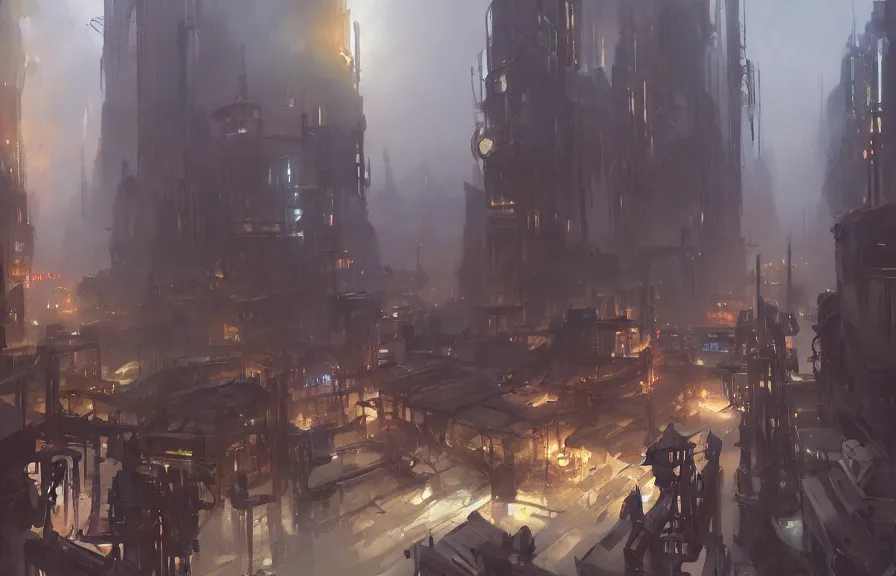 Image similar to greg manchess concept art of a dieselpunk city, key visual, ambient lighting, highly detailed, digital painting, artstation, concept art, sharp focus, by makoto shinkai and akihiko yoshida and hidari and wlop and greg rutkowski