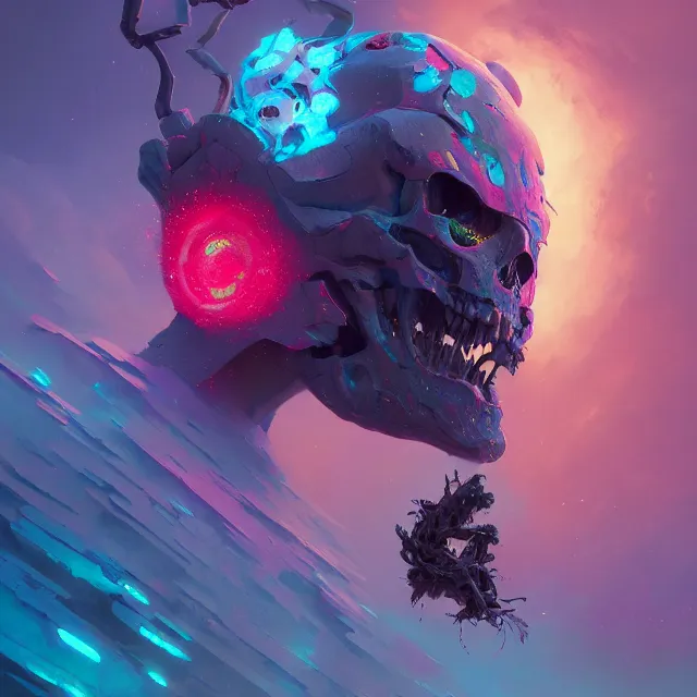 Image similar to now i am become death, the destroyer of worlds, by hans zatzka, by anton fadeev, by beeple, by mical karcz, paradigm shift, super conciousness, highly detailed, trending on artstation, cgsociety, ultrarealism, oil on canvas, 4 k, hd masterpiece