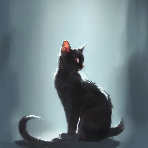 Image similar to a cat in the style of Greg Rutkowski