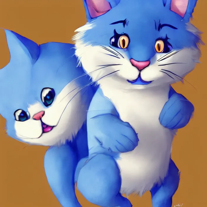 Prompt: cute blue cat of cheshire from alice in wonderland. an adorable cat with light blue stripes and a big human like playful smile. award - winning digital art, trending on artstation