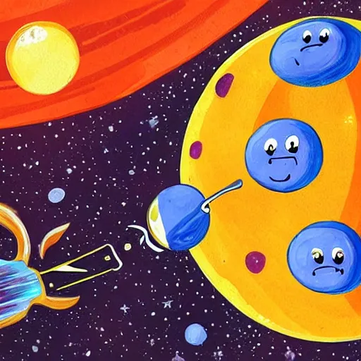 Prompt: a giant cat in space licking a planet made of orange popsicle