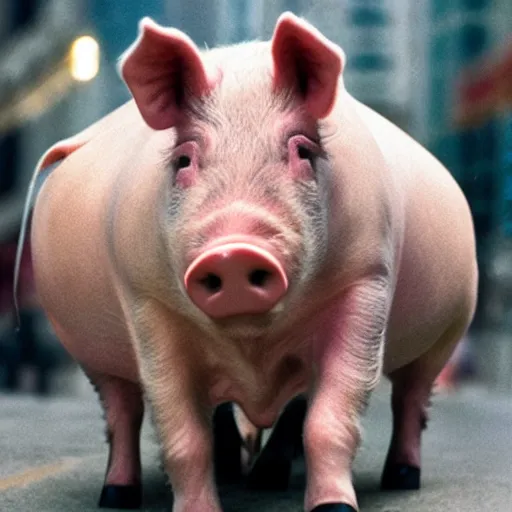 Image similar to the bull of wall street but it's a pig