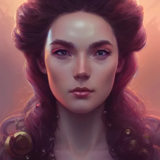 Prompt: close up portrait of a retrowave young woman, D&D, fantasy, intricate, elegant, highly detailed, digital painting, artstation, concept art, matte, sharp focus, illustration, hearthstone, art by Artgerm and Greg Rutkowski and Alphonse Mucha