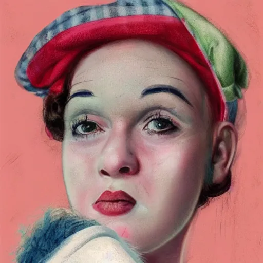 Image similar to retro 1 9 5 0 s clowncore pastel punk hospital nurse wearing stylish head - wear. detailed, portrait, 8 k, artwork by jean - baptiste monge