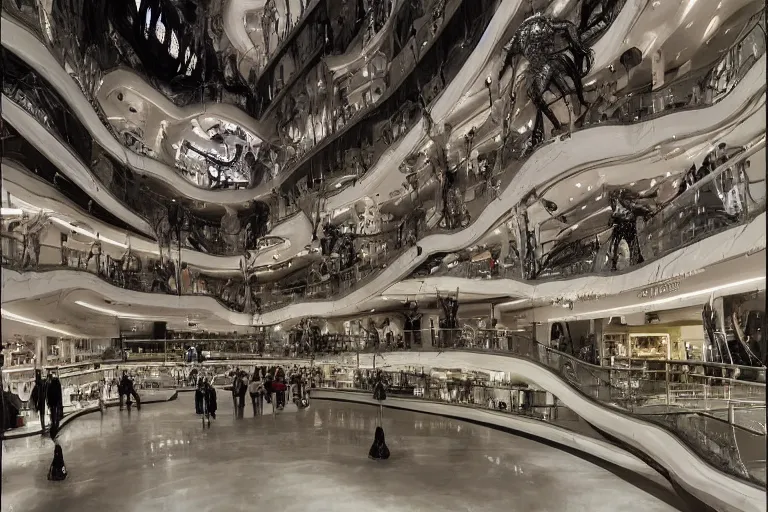 Image similar to hr giger shopping mall interior