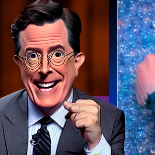 Prompt: stephen colbert with a frozen beard