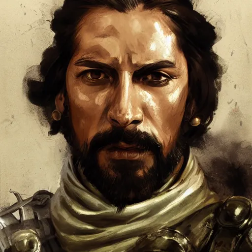 Prompt: portrait of a spanish conquistador hernan cortes, colourised, face portrait, epic, tragic, military art, fantasy, dieselpunk, hd shot, digital portrait, beautiful, artstation, comic style, by artgerm, guy denning, jakub rozalski, magali villeneuve and charlie bowater