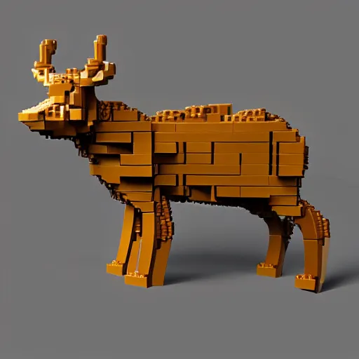 Image similar to Lego dear, volumetric lighting 4K fur photorealistic render