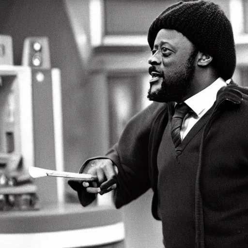 Prompt: mike tomlin as doctor who, 1 9 7 0 s, wide shot