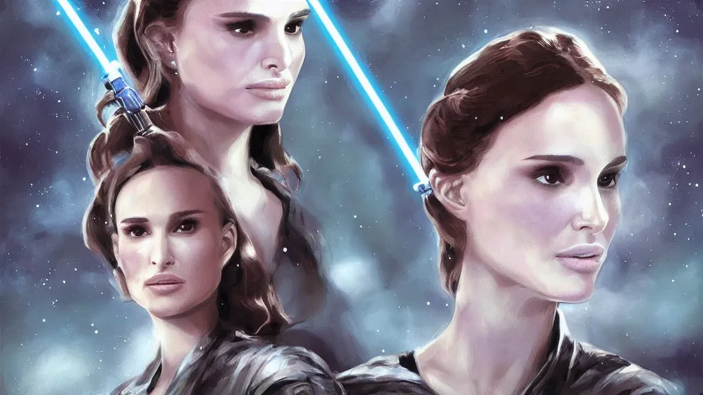 Prompt: natalie portman in star wars (1977), digital art