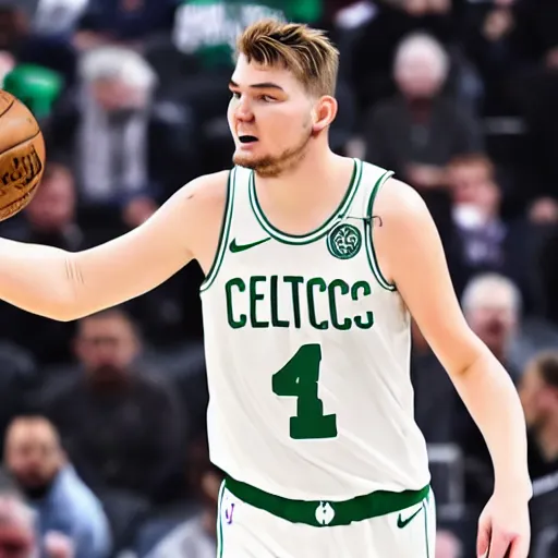 Image similar to luka doncic playing for the boston celtics