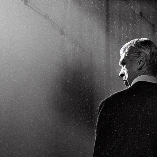 Image similar to arsene wenger as a 1 9 4 0 s gangster, noir, fog, serious, extreme detail, realistic, rain, atmospheric, cigarette in mouth, movie still, studio light 4 k