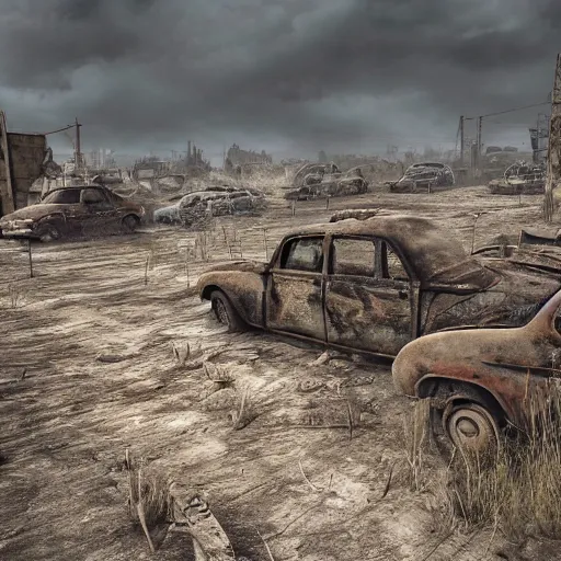 Prompt: apocalyptic wasteland, highly detailed, ultra realistic, landscape