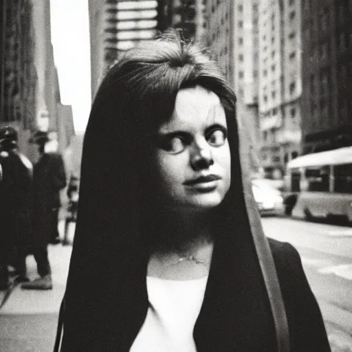 Image similar to medium format film candid portrait of a woman in new york by portrait photographer, 1 9 6 0 s, depth of field woman portrait featured on unsplash, photographed on colour expired film