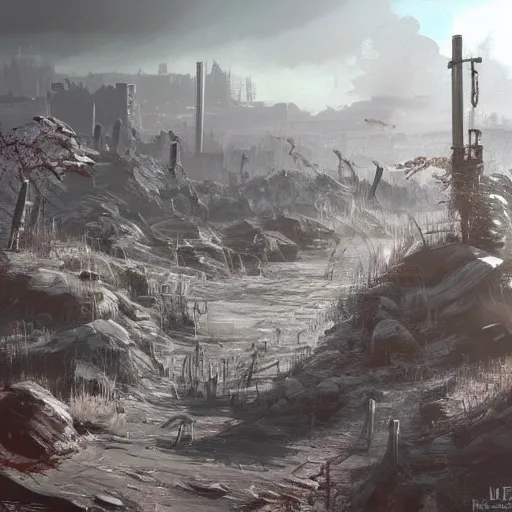 Prompt: landscape of the nuclear wasteland of Helsinki, city, concept art by Ray Lederer, fallout concept art, trending on artstation