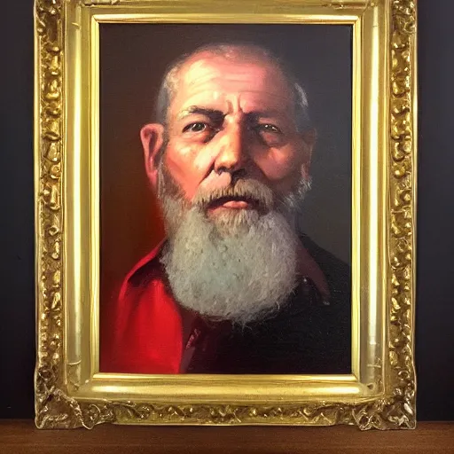 Image similar to portrait of the postal dude, Fine oil painting with golden frame