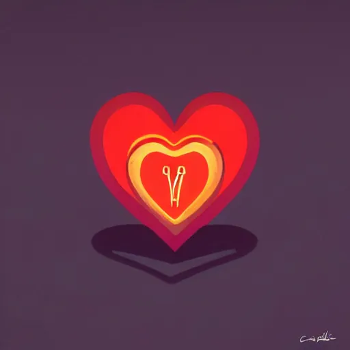 Image similar to a stylized minimalist heart icon by cory loftis, by jesper ejsing, by rhads, by makoto shinkai and lois van baarle and ilya kuvshinov and rossdraws, behance, global illumination