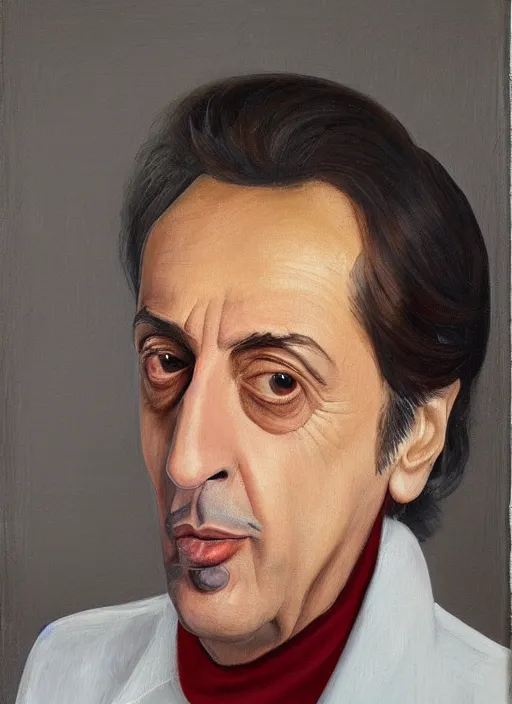 Prompt: a portrait painting of al pacino by john currin