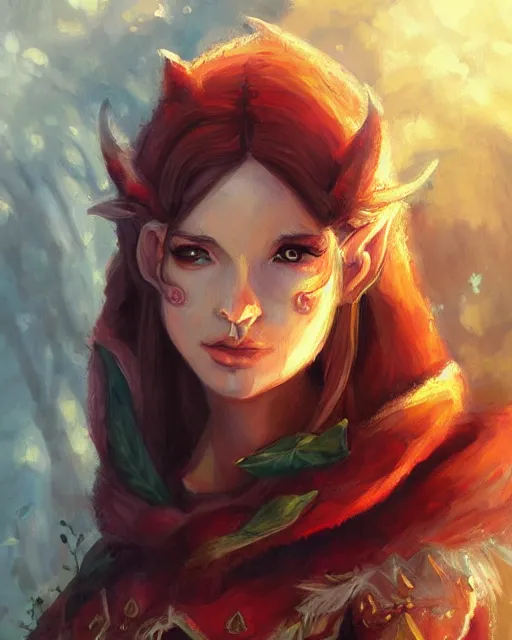 Image similar to a beautiful elf princess, oil painting, by Fernanda Suarez