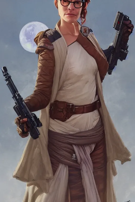 Image similar to Tobias Funke as a heroine in star wars, digital painting, artstation, concept art, smooth, sharp focus, illustration, art by artgerm and donato giancola and Joseph Christian Leyendecker, Ross Tran, WLOP