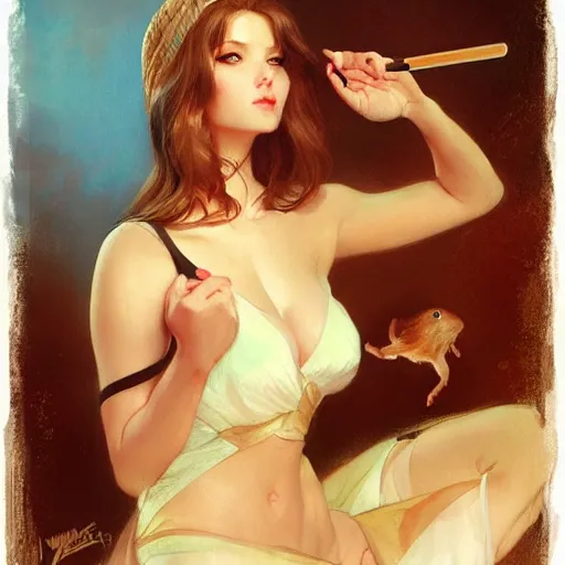 Image similar to gerbils again, by wlop, artgerm, elvgren, mucha