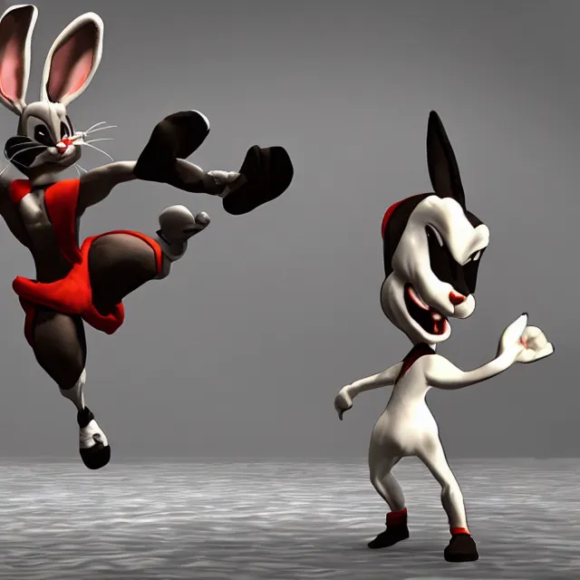 Prompt: bugs bunny in mortal kombat, 3 d videogame render, 4 k