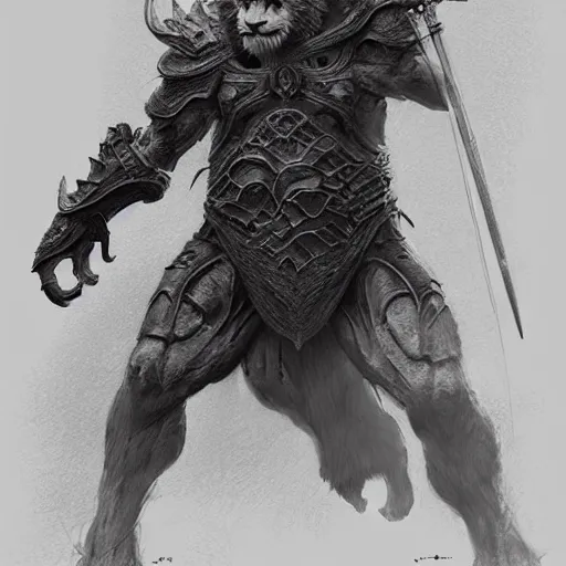 Image similar to nemean lion concept art, long shot, beksinski, wayne barlowe, adrian smith concept art, ruan jia, weta workshop the hobbit, trending on artstation, dark soul concept art, elden ring concept art, demon soul concept art, the witcher concept art