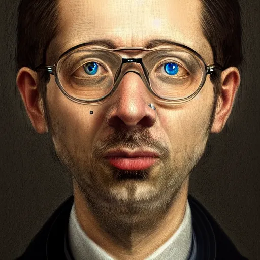 Prompt: highly detailed masterpiece portrait of a scientist with histrionic personality disorder, trending on artstation.