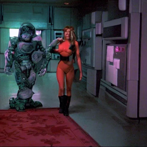 Prompt: a still of the movie weird science, 2 0 0 4 doom 3 visuals and graphics aesthetic