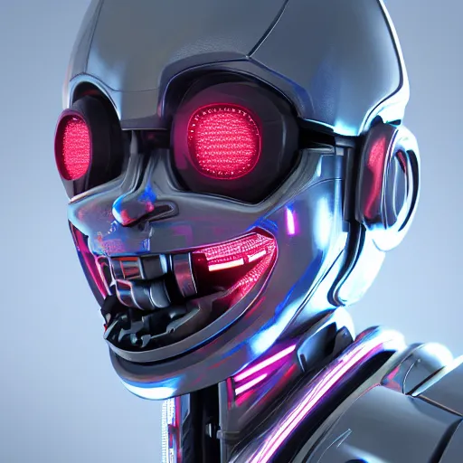 Image similar to futuristic, hiphop gangsta robot, with grillz, led screens, expressive, photo realistic, dramatic cinematic lighting, octane render, 4 k, ultra detailed