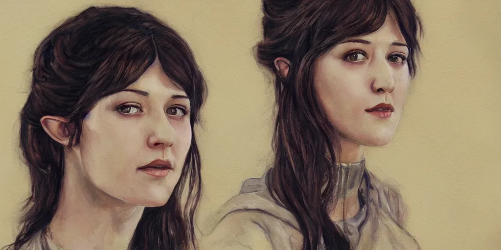 Prompt: Elvish Mary Elizabeth Winstead, painted