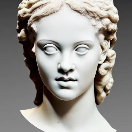 Image similar to rihanna face, ancient greek sculpture, white marble, ultra realistic, studio photo, 5 0 mm, detailed.