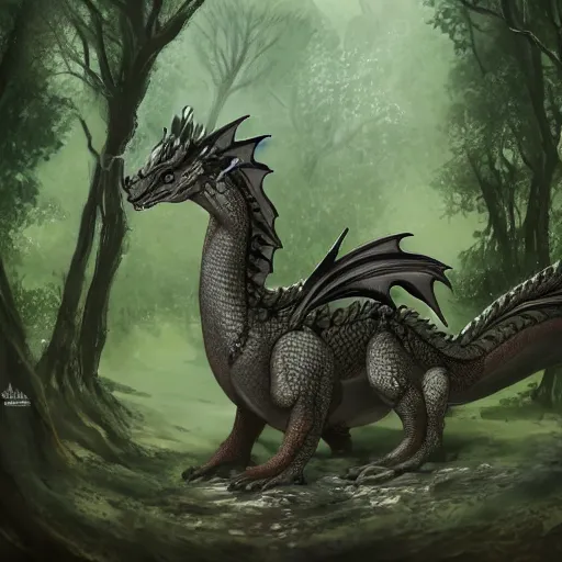 Prompt: a peaceful dragon idly standing in a forest, peacefully drinking river water, intricately defined, complexly detailed, robustly ordinated, artist concept art, artist interpretation, trending on artstation, digital art, 4 k quality