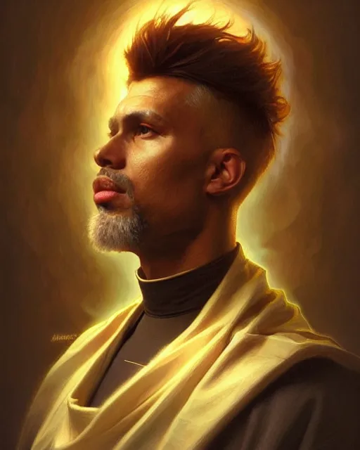 Image similar to realistic wide angle portrait of a bishop, heroic pose, beautiful face, full body, dramatic lighting, intricate, wild, highly detailed, digital painting, artstation, concept art, smooth, sharp focus, illustration, art by artgerm and greg rutkowski and alphonse mucha, footage from space camera