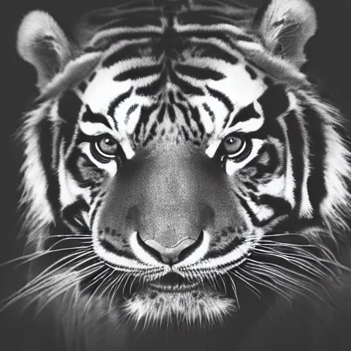 Image similar to rising silent star posing with a tiger in a garden, 1 9 2 0 s photography, trending on unsplash, black and white photography, intricately defined, complexly detailed, 4 k photorealism, golden ratio!!!!!, centered!!!!!