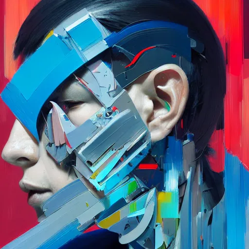 Image similar to palette knife artwork of a cyborg, sharp focus, by james jean, by rossdraws, frank franzzeta, sakimichan